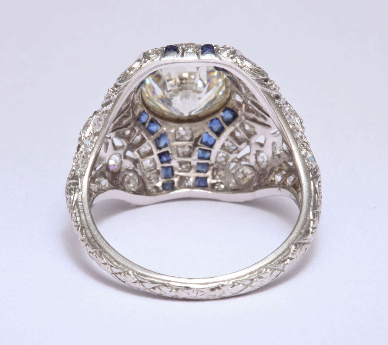 All Original Art Deco Sapphire & Diamond Ring For Sale 1