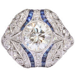 All Original Art Deco Sapphire & Diamond Ring