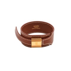 HERMES LEATHER KELLY BANGLE BROWN/GOLD