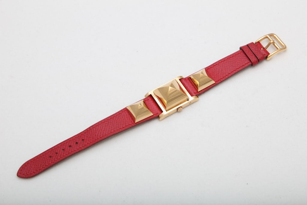 HERMES MEDOR WATCH RED/GOLD
