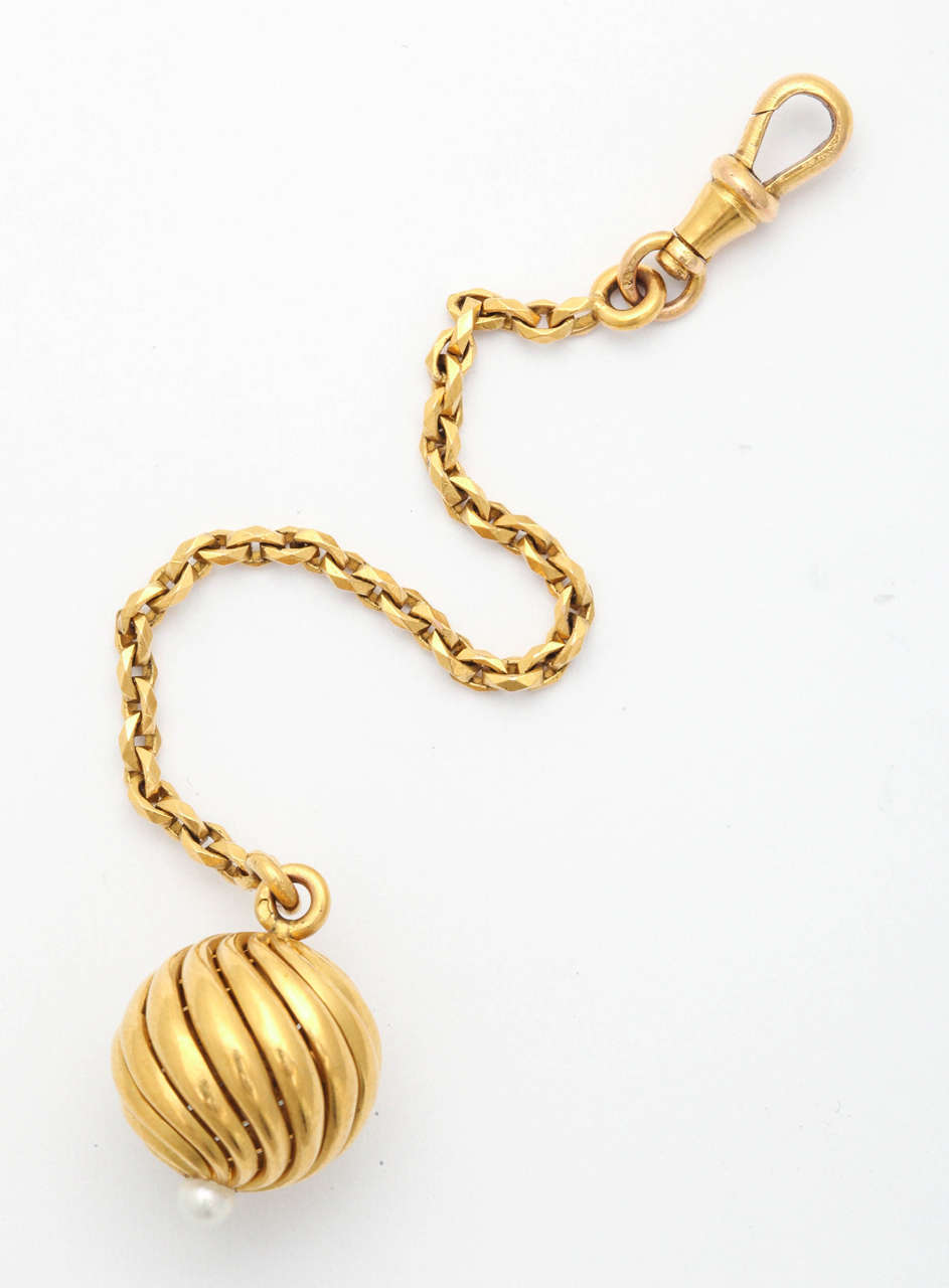 French Pearl Gold Fob Zipper Pull For Sale at 1stdibs