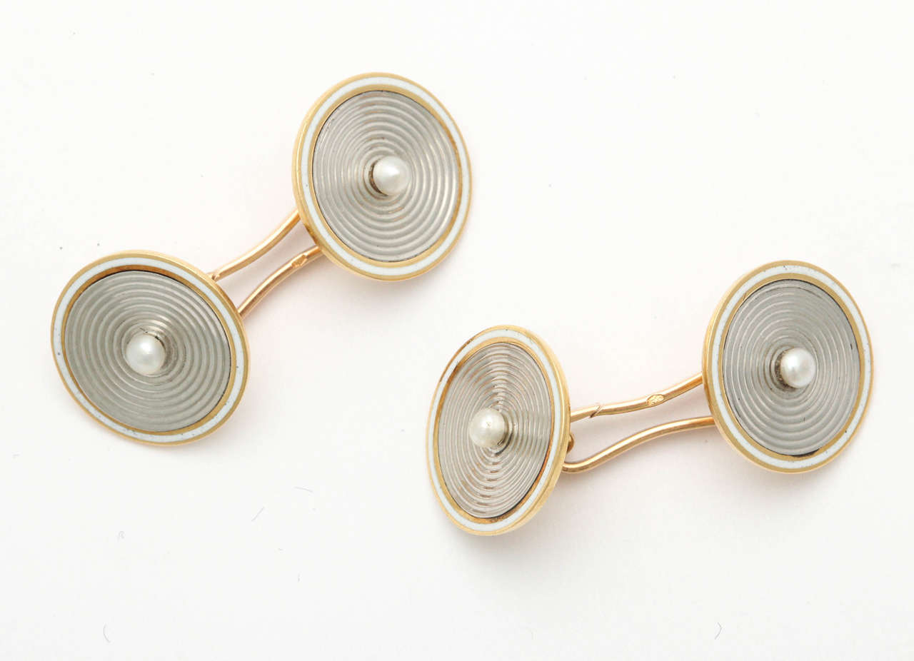 French Pearl Two Color Gold Cufflinks, Paris For Sale at 1stdibs