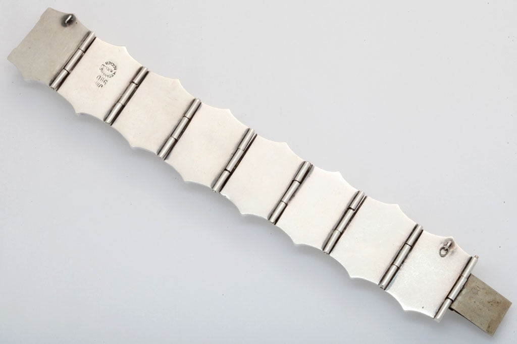 Sterling Silver (980) Bamboo Link Bracelet For Sale 1