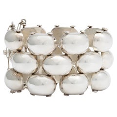 Mexican Sterling Silver Pillow Link Bracelet