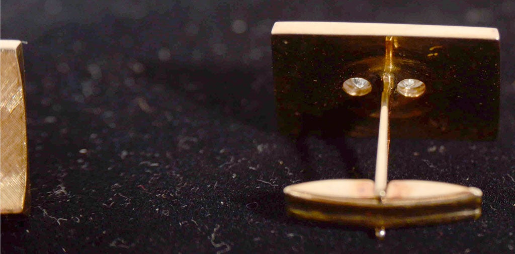 Men's Pair of Gold Cufflinks with Diamonds For Sale