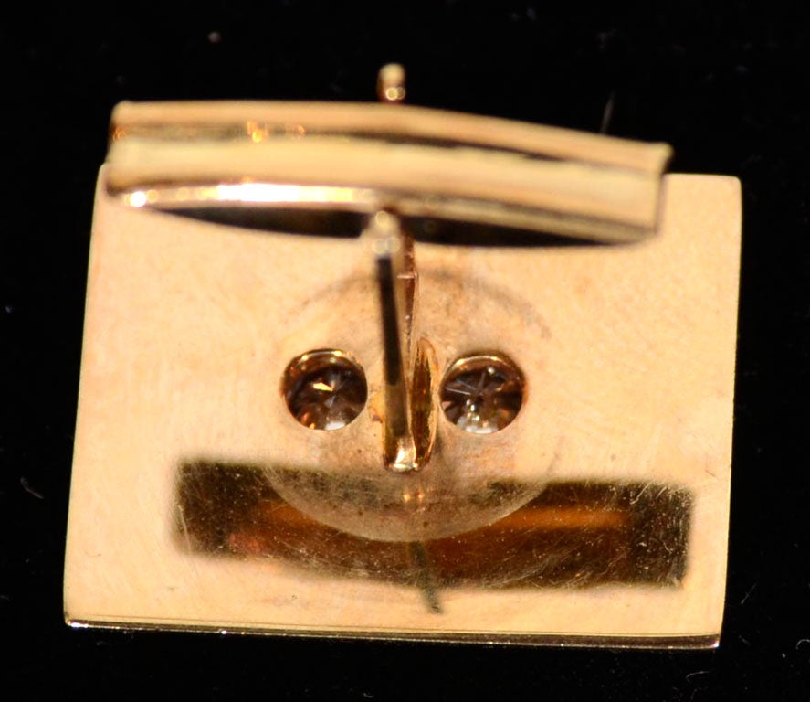 Pair of Gold Cufflinks with Diamonds For Sale 1