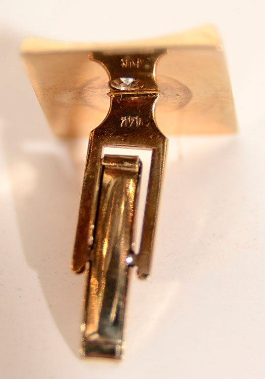 Pair of Gold Cufflinks with Diamonds For Sale 5