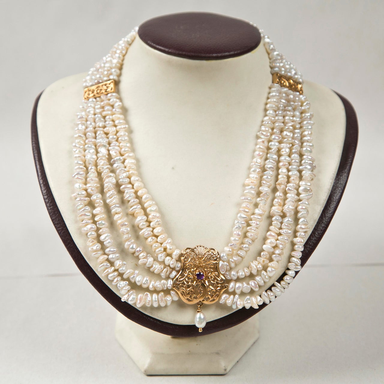 Victorian Style Five Strand Baroque Pearl Festoon Necklace Presented by Kate Wang 2