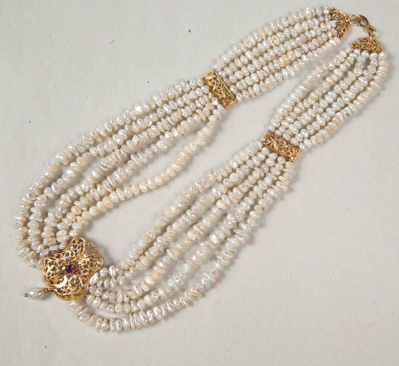 Victorian Style Five Strand Baroque Pearl Festoon Necklace Presented by Kate Wang 1