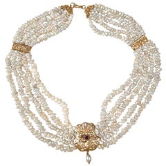 Victorian Style Five Strand Baroque Pearl Festoon Necklace Presented by Kate Wang
