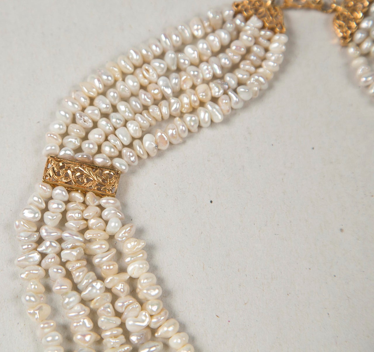 Victorian Style Five Strand Baroque Pearl Festoon Necklace Presented by