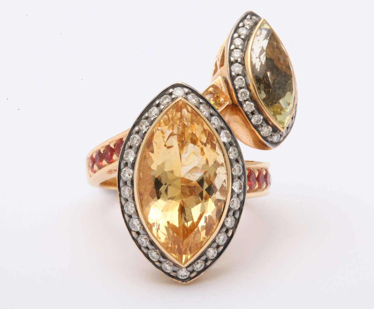 Contemporary Stunning and Unusual Citrine Bypass Ring For Sale