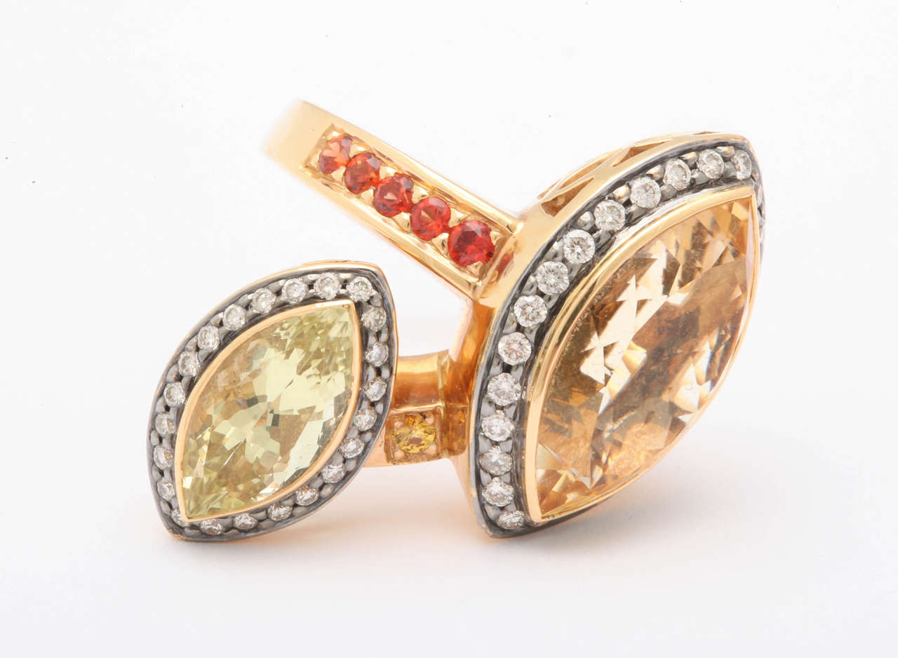 Stunning and Unusual Citrine Bypass Ring For Sale 1