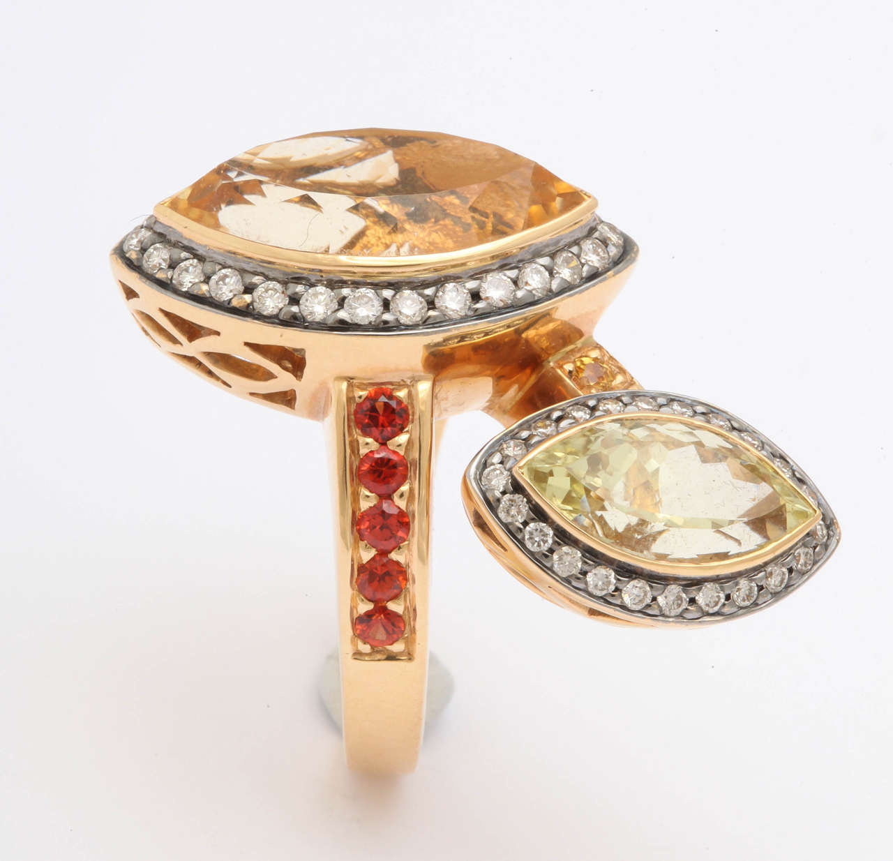 Stunning and Unusual Citrine Bypass Ring For Sale 2