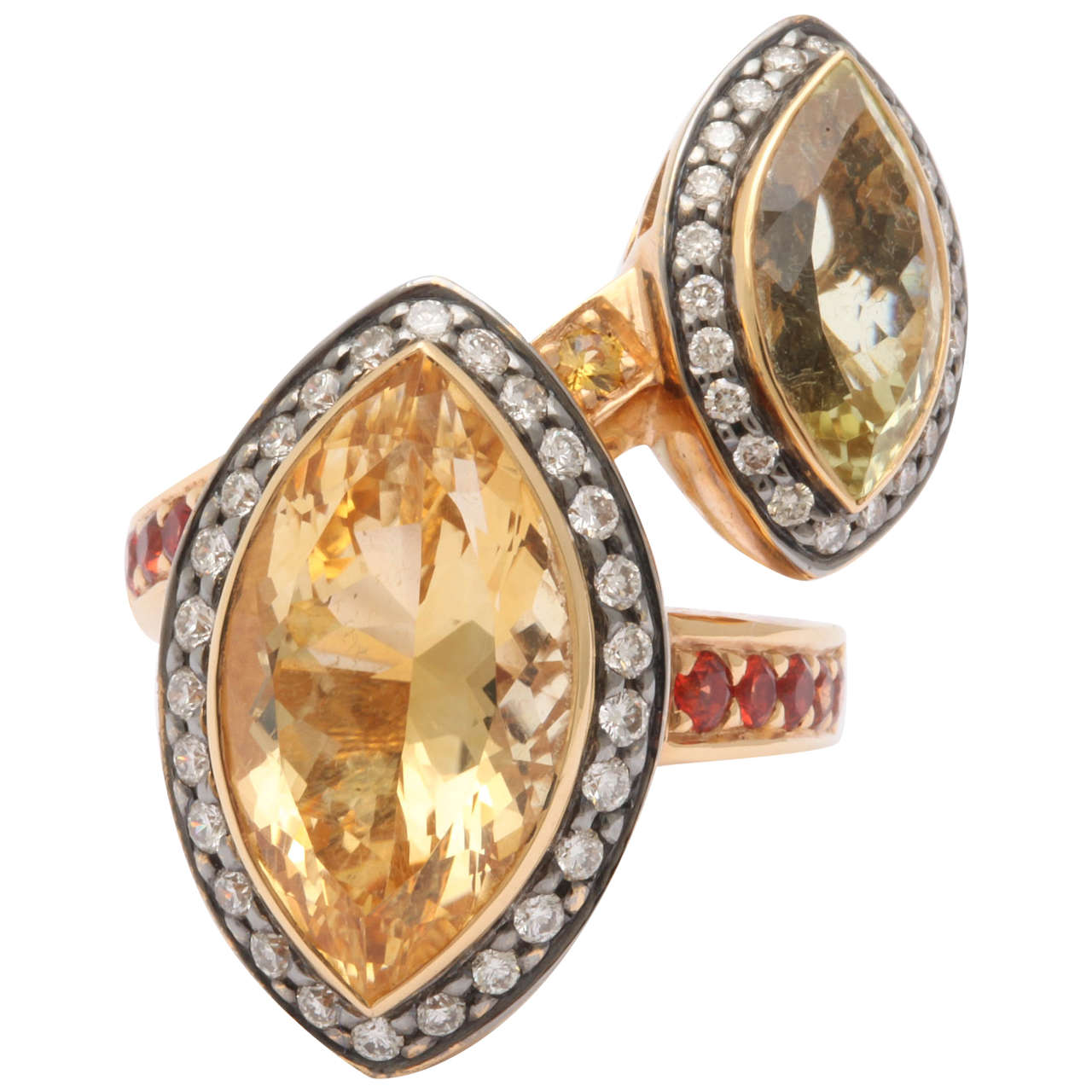 Stunning and Unusual Citrine Bypass Ring For Sale