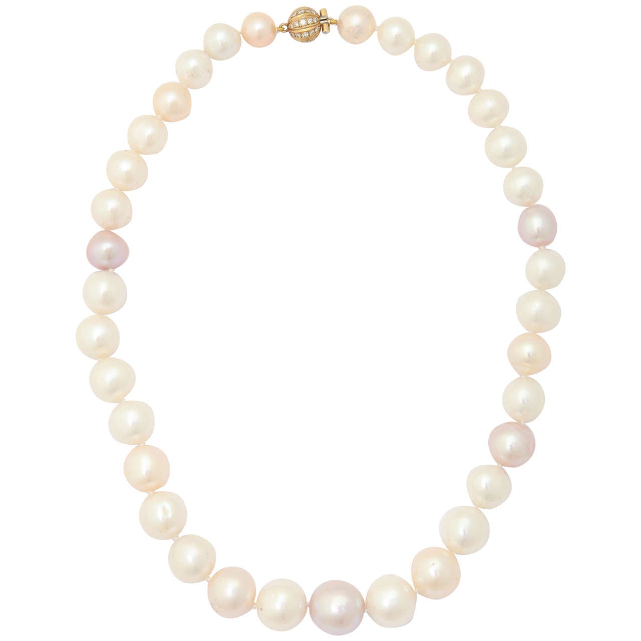 Impressive Large Fresh Water Pearl Necklace For Sale