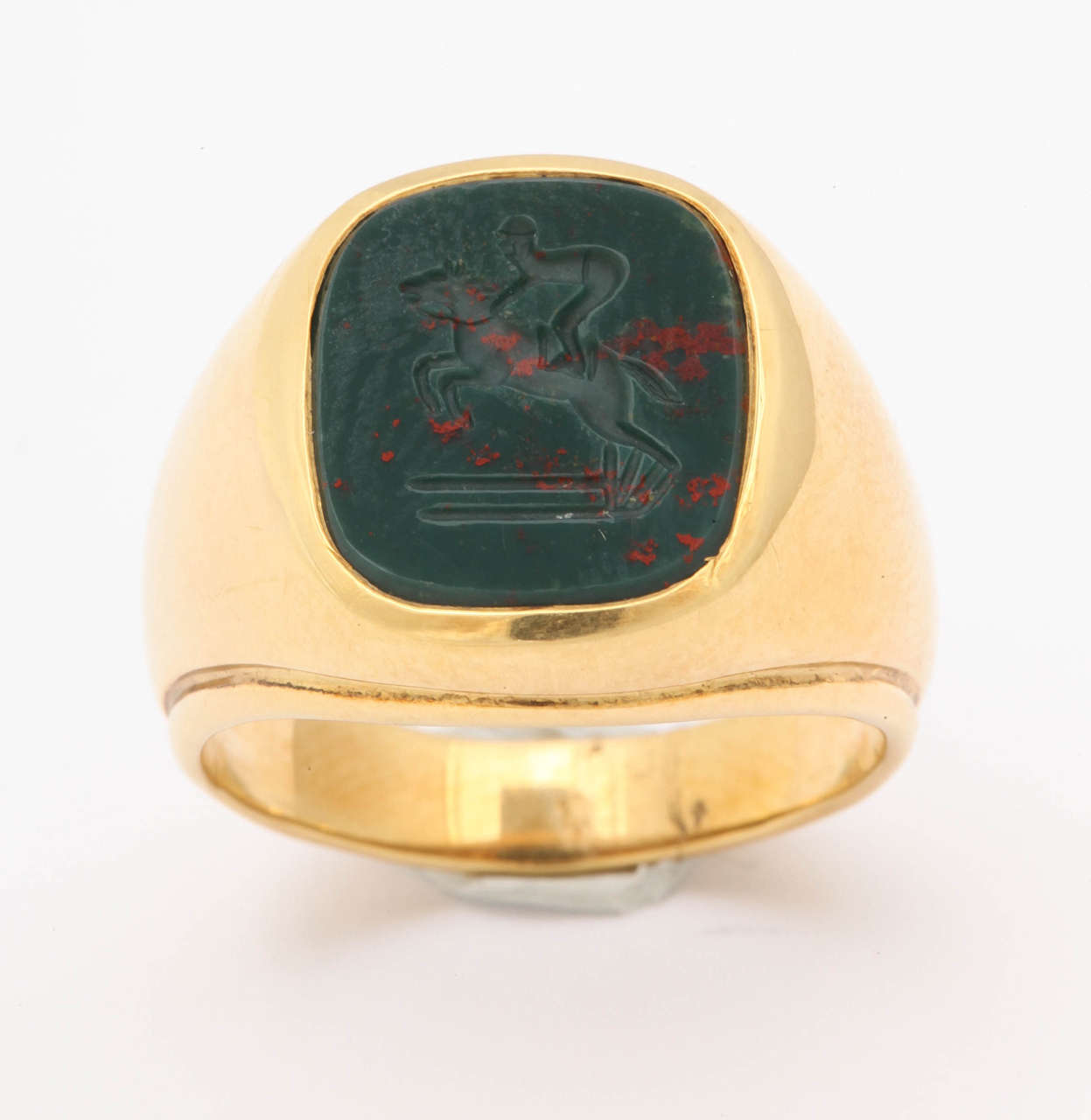 Bloodstone Intaglio Jumping Horse Ring For Sale 2