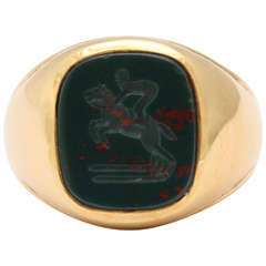 Bloodstone Intaglio Jumping Horse Ring