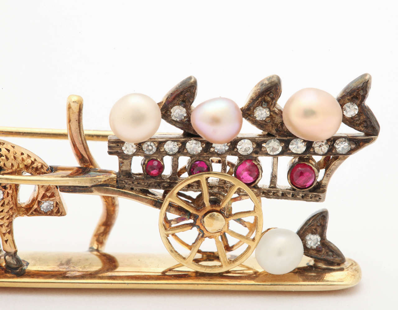 Women's or Men's Whimsical Donkey and Cart Brooch