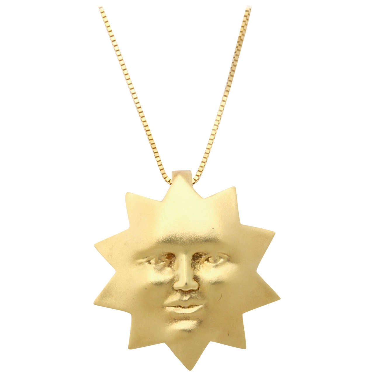 Sunny Gold Sun Pendant For Sale