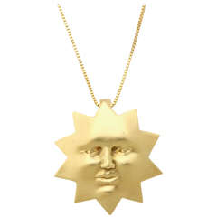 Vintage Sunny Gold Sun Pendant