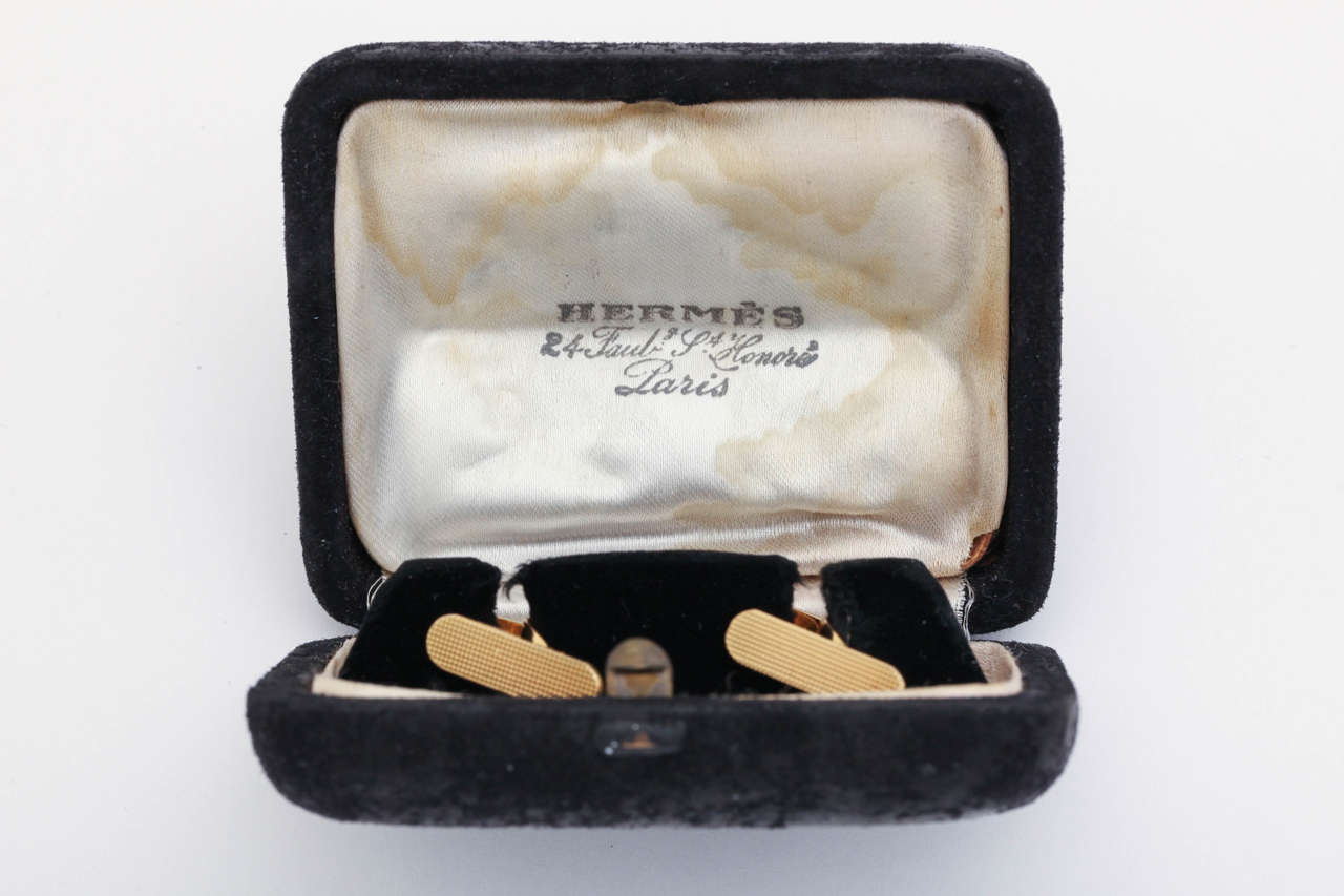 Hermes Paris Art Deco Gold Cufflinks 5