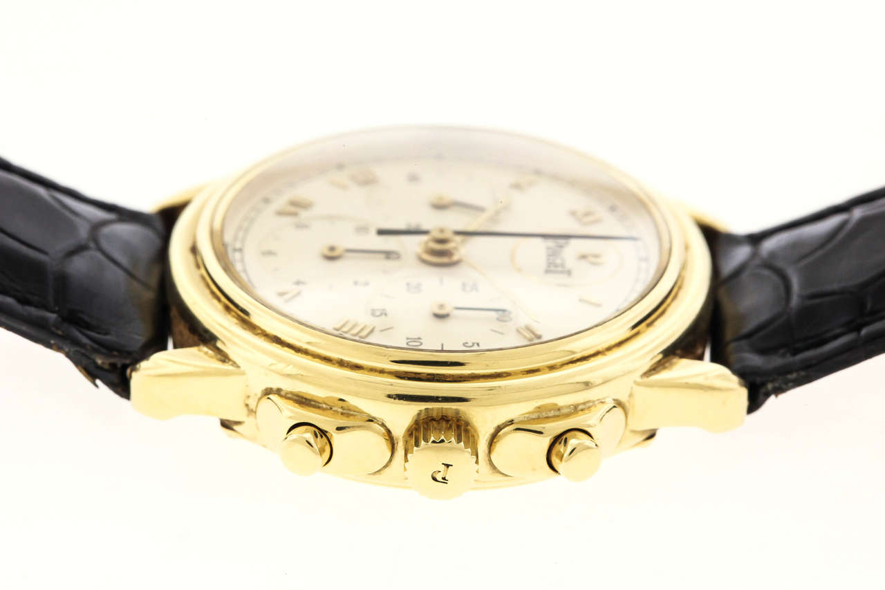 Piaget Yellow Gold Gouverneur Chronograph Wristwatch Ref 15978 In Excellent Condition In New York, NY