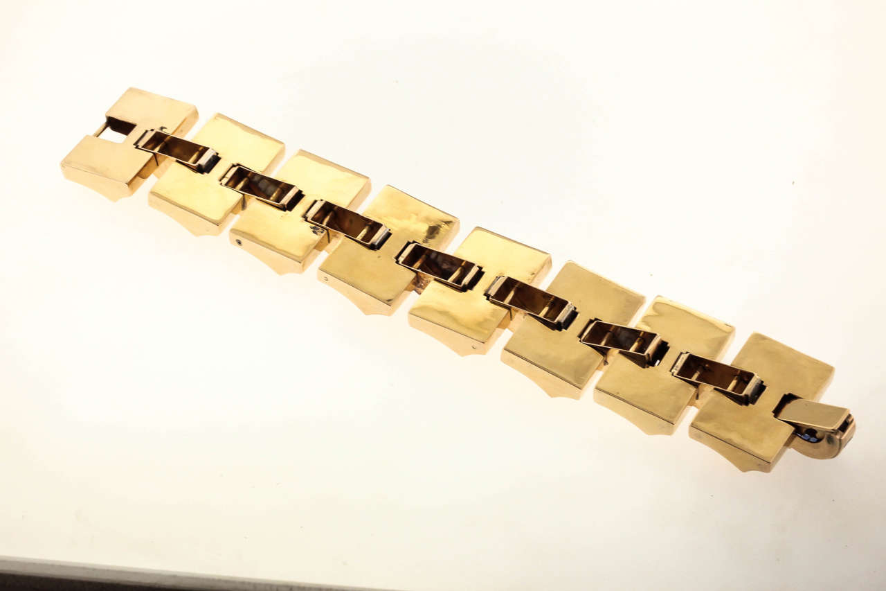 Retro-Modern Sapphire Diamond Gold Link Bracelet 1