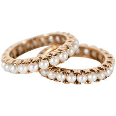 Vintage Sophisticated Pair of Pearl and Gold Bands