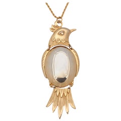 Retro Large Two-Tone Bird Pendant Necklace, Costume Jewelry