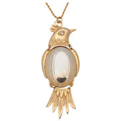 Large Two-Tone Bird Pendant Necklace 4