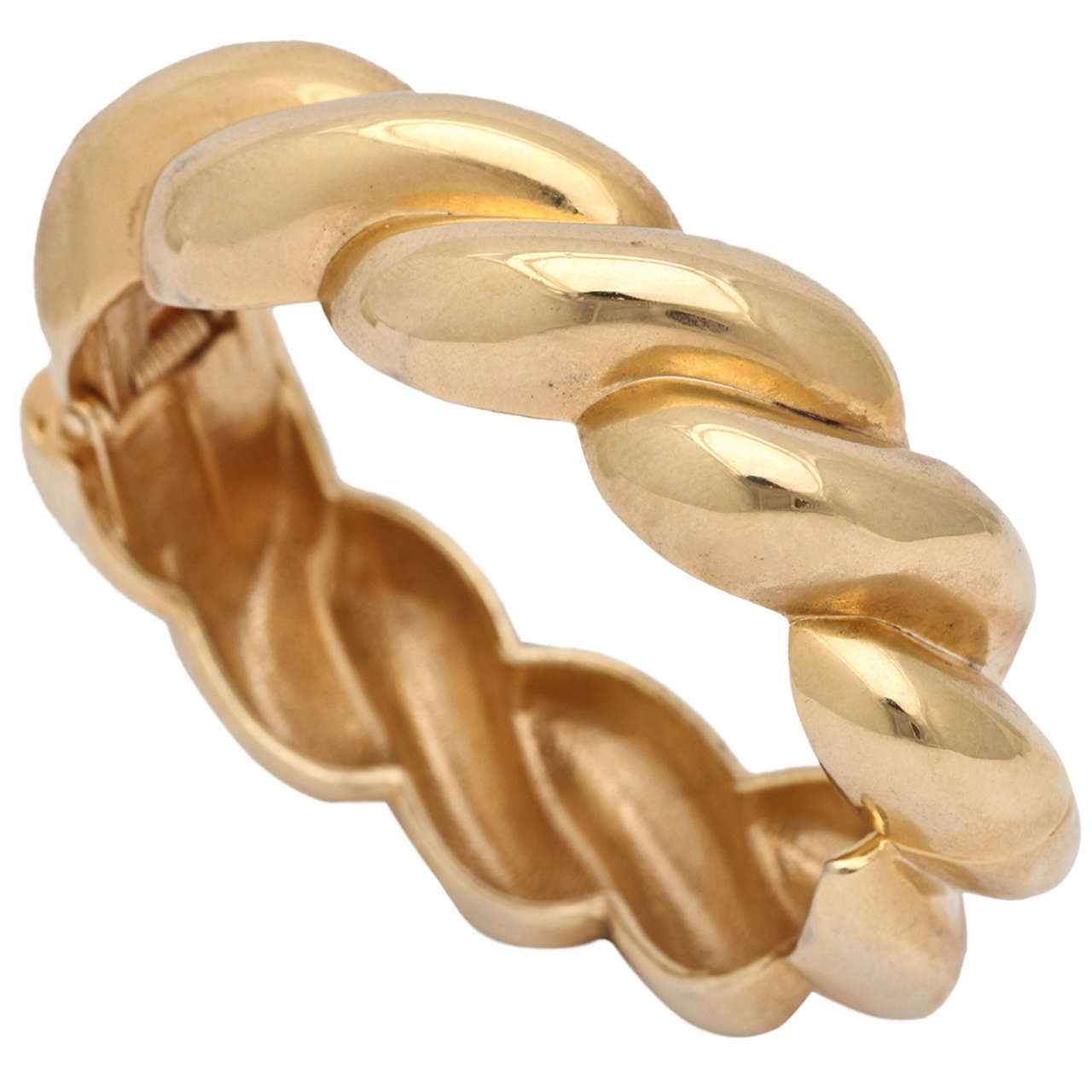 Goldtone Rope style Clamp Bangle, Costume Jewelry