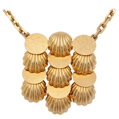 Used Shell Medallion Necklace, Costume Jewelry