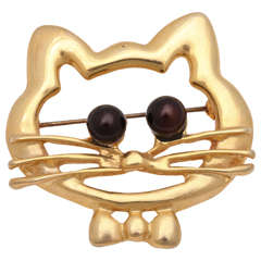 Retro Cartoon Cat Face Brooch