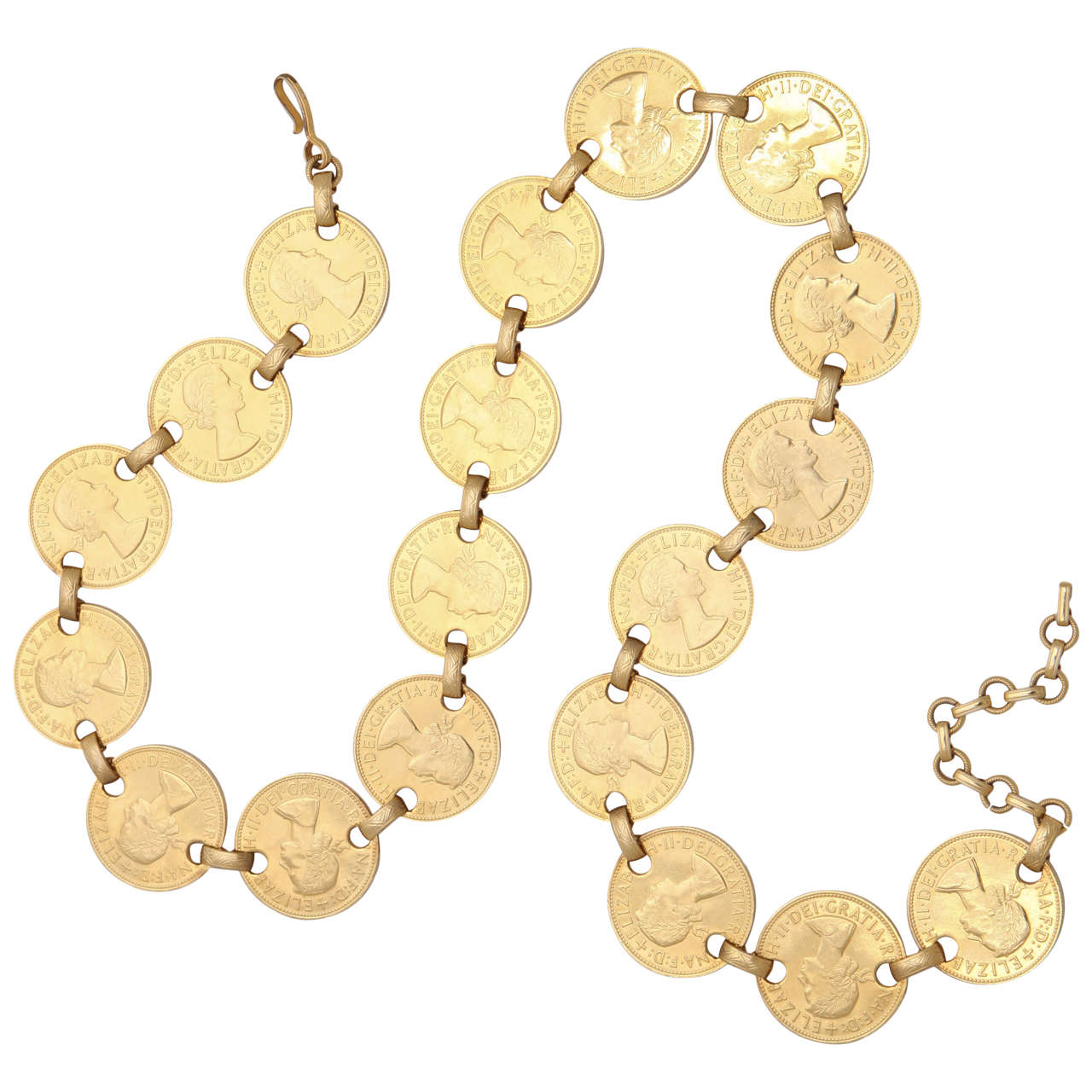 60s "Gold"Coin Belt or Necklace For Sale at 1stdibs