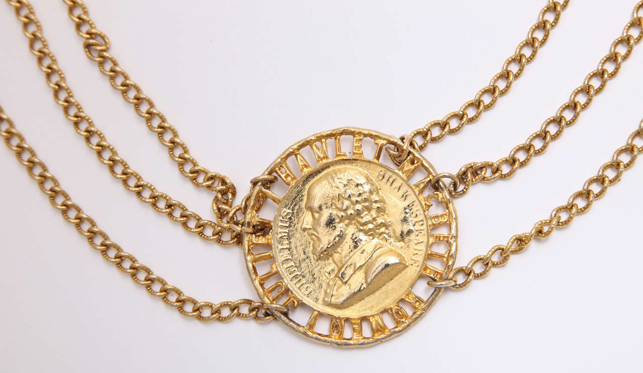 Shakespeare "Gold" Coin and Chain Belt, Costume Jewelry at 1stDibs