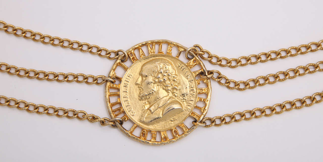 Shakespeare "Gold" Coin and Chain Belt, Costume Jewelry at 1stDibs