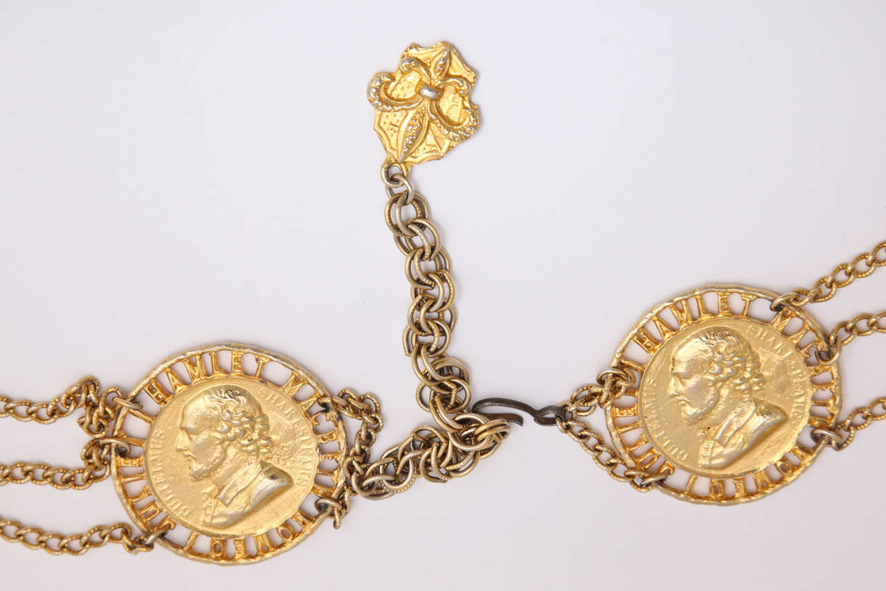 Shakespeare "Gold" Coin and Chain Belt, Costume Jewelry at 1stDibs
