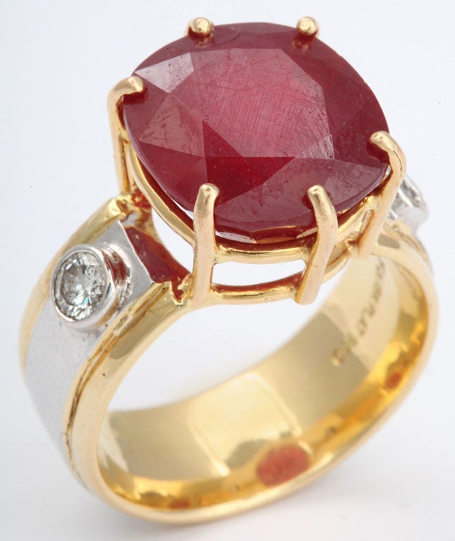 Ruby Diamond Gold Scissor Cut Ring