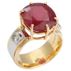 Ruby Diamond Gold Scissor Cut Ring 