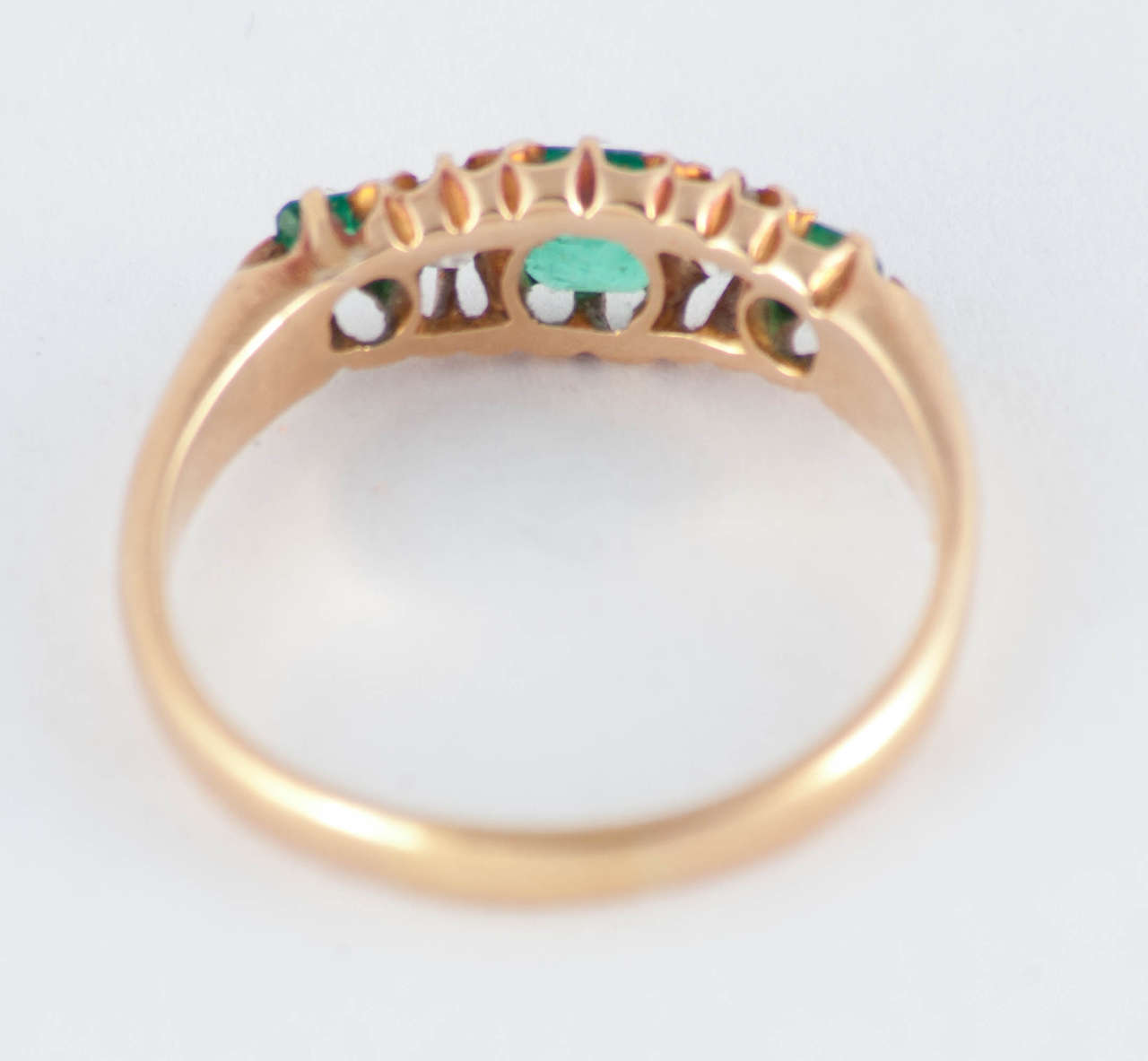 Antique Emerald Diamond Gold Five-Stone Ring 1
