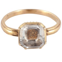 Antique Seventeenth Century Stuart Crystal Gold Ring