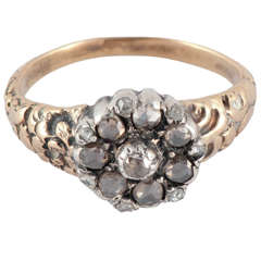 Antique Rose Diamond Gold Cluster Ring