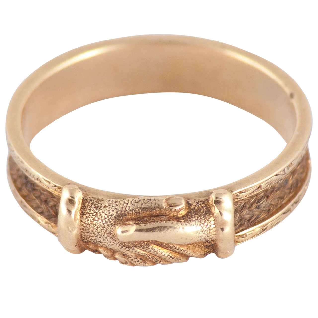 Antique Gold and Hair Fede Ring For Sale