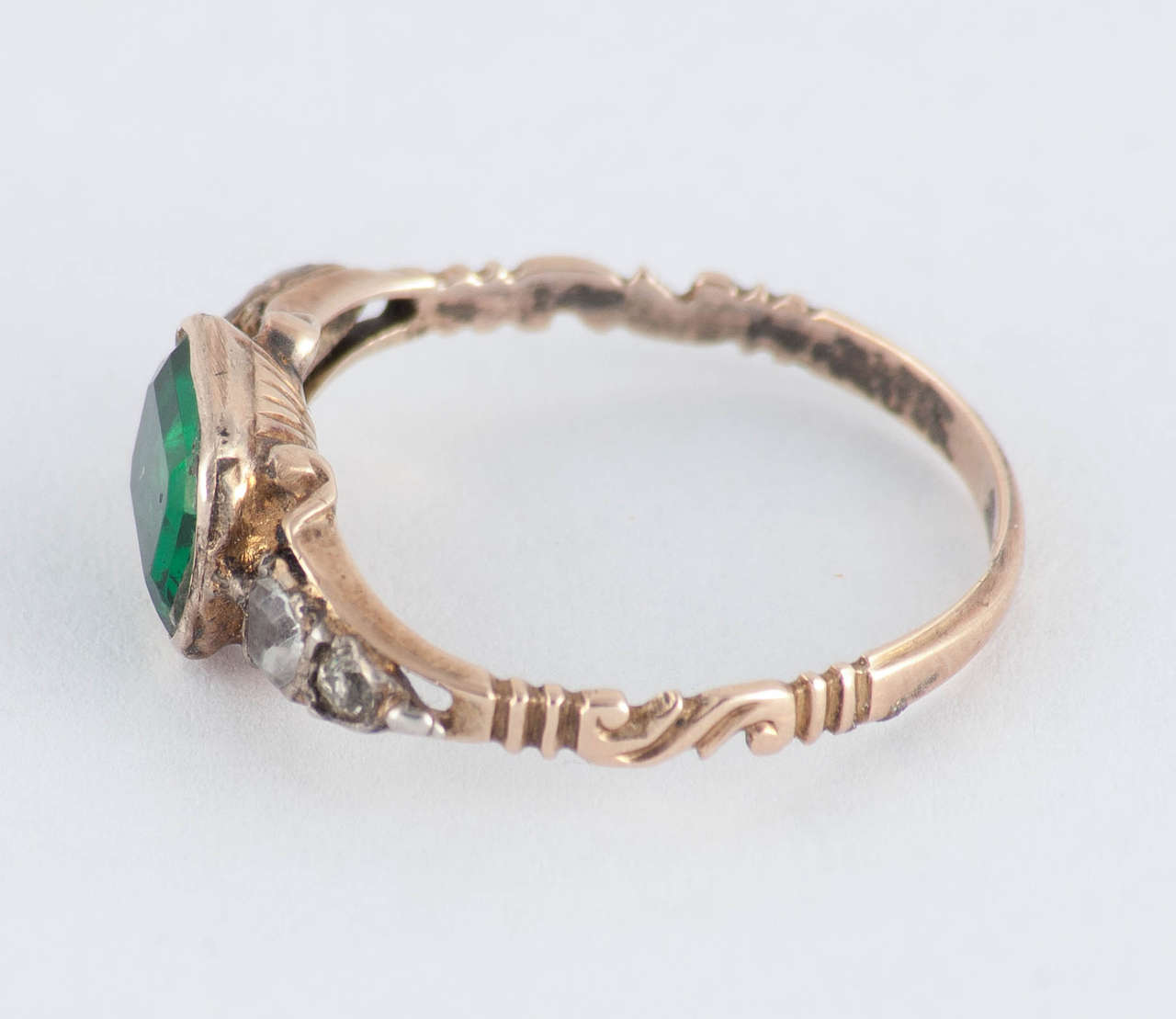 Georgian Antique Green Clear Paste Gold Ring