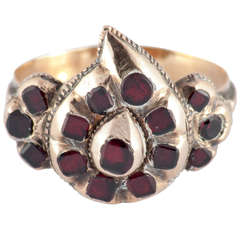 Antique Spanish Garnet Gold Heart Ring 10