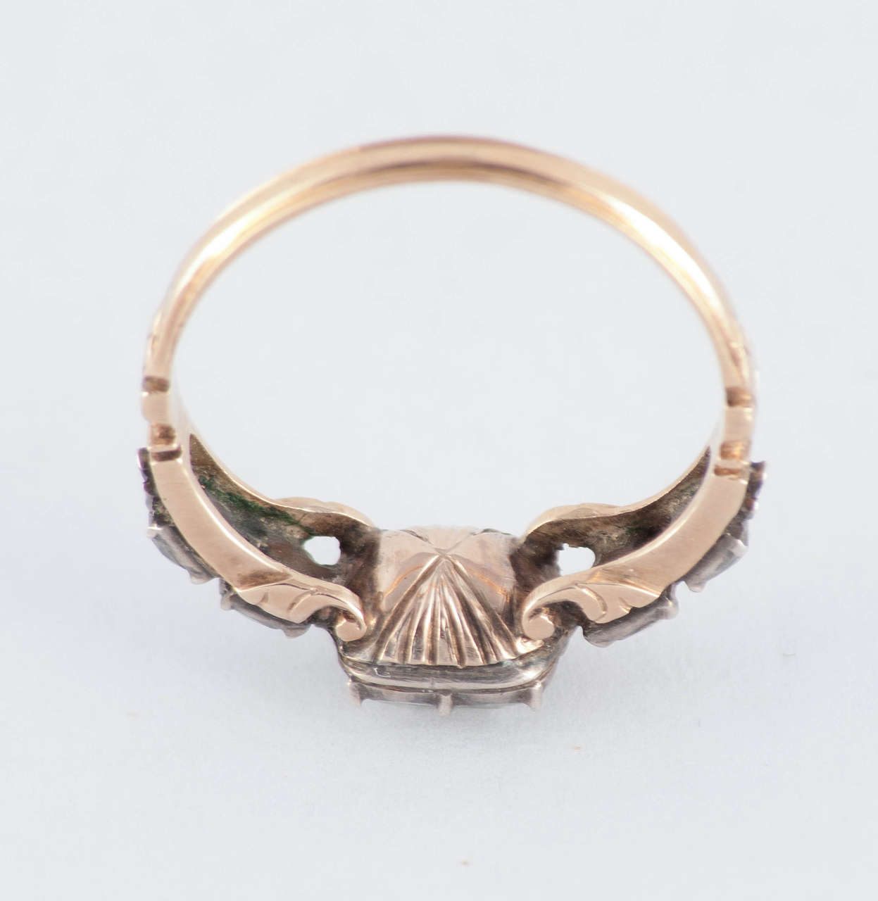 Georgian Antique Paste Five Stone Silver Gold Ring