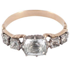 Antique Paste Five Stone Silver Gold Ring 2