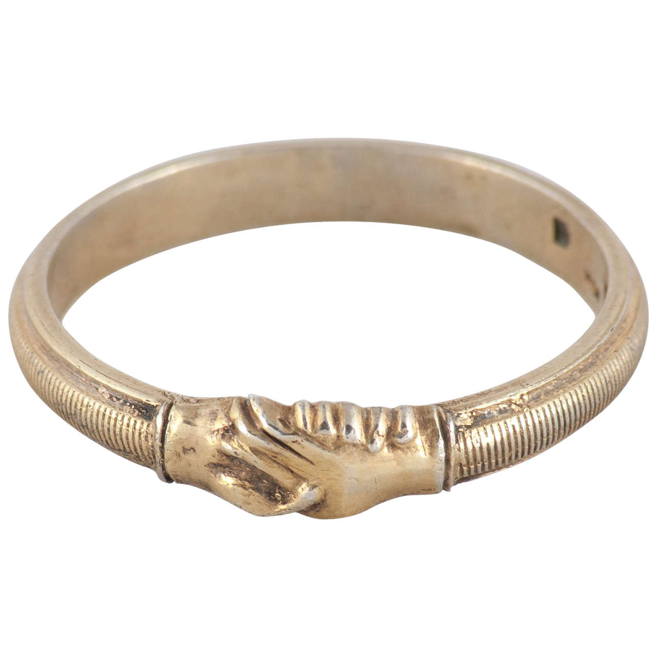 Antique Silver Gilt Fede Ring