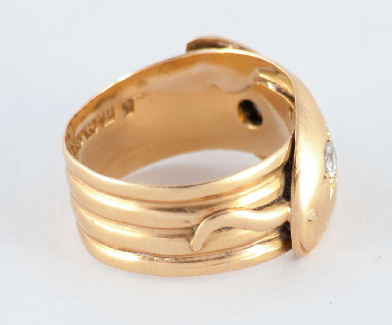 Old Mine Cut Antique Diamond Gold Double Snake Ring